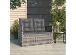 The Living Store Panca Da Giardino Con Cuscini Grigio 105 Cm Poly Rattan