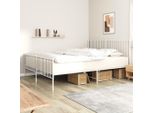 The Living Store Struttura Letto Con Testiera E Pediera In Metallo Bianco 200X200 Cm