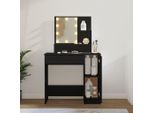 The Living Store Comodino Con Led Nero 86,5X35X136 Cm
