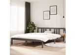 The Living Store Letto In Legno Massiccio Grigio 150X200 Cm