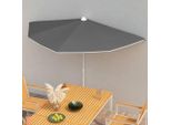 The Living Store Mezzo Ombrellone Con Asta 180X90 Cm Antracite