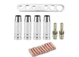 17Pcs/Set Ugelli Per Torcia Di Saldatura -Kit 0,8 Mm Punte Di Contatto Mig Supporto Magnetico Per Binzel 15Ak