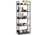 Succebuy Libreria In Metallo, Libreria Alta A 5 Livelli In Stile Industriale, Libreria Vintage Rustica Con Ripiani Aperti, Scaffale Espositivo Indipendente.