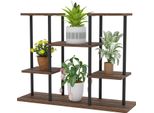 Portapiante A 4 Livelli, Portafiori Alto 61,5 Cm Per Interni Esterni, Portapiante In Legno, Portafiori A Più Livelli, Portafiori A Scala Per Soggiorno, Balcone Giardino, Aosom Carbonizzato
