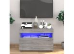 The Living Store Mobile Tv Con Luci Led Grigio Sonoma 60X35X40 Cm
