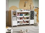 Contenitore Per Giocattoli Per Bambini Con 8 Scomparti Rimovibili, 137 X 30 X 94,5 Cm, Bianco