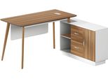 Scrivania Moderna In Legno Con Spazio Di Archiviazione Ed Eleganti Cassetti Bianchi