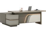 Scrivania Beige E Marrone Con Illuminazione A Led E Cassetti Per Ufficio Di Design