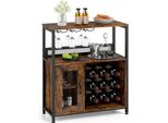 Armadio Per Vini Costway, Mobile Da Cucina Con Portabottiglie E Portabicchieri, Cassettiera In Legno, Credenza Freestanding A Buffet, 75 X 34 X 90,5 Cm