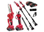 Potatore E Troncarami Telescopici A Batteria Aiorber 4 In 1, 21V, 500W, 2 Batterie, Portata 13Ft, Multiangolo, Potatore Da Giardino, Rosso