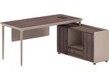 Scrivania Da Ufficio Scrivania Angolare Look Moderno In Legno Marrone Beige Spazio Di Archiviazione Organizzatore