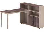 Scrivania Scaffale Combinazione Di Legno Aspetto Marrone Beige Moderno Molto Spazio Di Archiviazione Ufficio