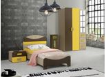 Set Moderno Letto Comodino Armadio Giallo Marrone Design Camera Dei Bambini Mobili