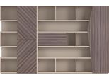 Sistema Di Scaffalature Moderno Beige Marrone Aspetto Legno Design Aperto Cassettiera Ufficio