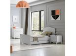 Set Di Mobili Letto Elegante Comodino Cassettiera Design Moderno Bianco Stile 3 Pezzi