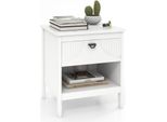 Comodino Costway, Tavolino A 2 Livelli Con Cassetto, Ripiano, Comodino In Legno, Cassettiera Da Letto, Tavolo Da Divano Letto A Molle, Bianco, 45 X 40 X 50 Cm