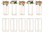 Set Di 10 Sgabelli Da Fiori Quadrato 28X28X80Cm Portafiori Tavolino In Ferro Colonna Da Fiori Moderna Galvanizzazione Oro Sgabello Per Piante Portafiori In Metallo Per La Decorazione Di Bar Hotel Caffè