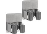 Orion | Supporto Per Scopa E Utensili - 2 Pezzi - 5,5X4X7 Cm - Autoadesivo - Acciaio Inox