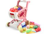 Carrello Della Spesa Per Bambini, Frutta, Verdura, Cibo, Educativo, Giocattolo Per La Spesa Illuminato In Rosa