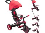 Globber Explorer Trike 4In1 - Passeggino, Triciclo E Balance Bike, 10/8,5 Pollici, Sedile In Tpr, Regolabile In Altezza, Rosso