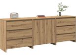 Vidaxl Credenza A 3 Pezzi In Legno Di Rovere Artigianale