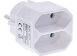 Inline® Adattatore Per Presa Di Corrente, Spina Di Terra A 2X Prese Euro, Bianco