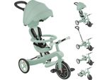 Globber Explorer Trike 4In1 Eco - Passeggino, Triciclo E Balance Bike, 10/8,5 Pollici, Sedile In Tpr, Regolabile In Altezza, Pistacchio