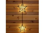 Stella Illuminata In Metallo Nero Set Di 2 Per Esterni Con Timer A Batteria - 35 Led - Stella Di Natale A Filo Da Appendere Illuminata Di Bianco Caldo