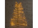 Albero Di Natale A Led Da Parete Per Esterni Con Spina Di Rete - 136 Led - Albero Da Parete 120 X 100 Cm Illuminato In Bianco Caldo