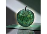 Led Crackle Glass Apple 16 Cm - Verde Metallizzato - Frutta Decorativa In Vetro Crepato