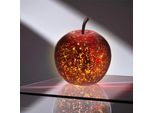Mela Led In Vetro Crepla 16 Cm - Rosso Metallizzato - Frutta Decorativa In Vetro Crepla