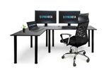 Scrivania Angolare Syberdesk Gaming Pro 197 X 132 Cm - Grande Scrivania Per Computer, Scrivania Angolare, Scrivania Per Ufficio E Giochi (Sinistra, Nero)