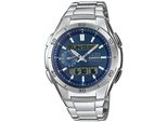 Funkchronograph Casio Funk, Blau (Silberfarben), Armbanduhren, Herren, Solaruhr, Armbanduhr, Digitaluhr,Edelstahlarmband, Bis 10 Bar Wasserd.