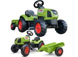 Falk Trattore Claas Verde A Pedali Con Rimorchio + Clacson Per 2 Anni.