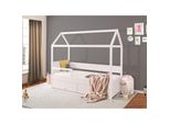 Letto A Casetta Per Bambini Con Barriera 90X200 Sontra 2 - Bianco