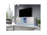 Tavolino Per Tv Con Illuminazione A Led Rgb 160 Cm Lima - Bianco / Bianco Lucido