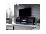 Tavolino Per Tv Con Illuminazione A Led Blu 160 Cm Lima - Nero / Nero Lucido