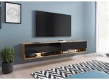Tavolino Per Tv Caliburi 180 - Rovere Wotan / Nero Lucido
