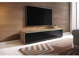 Tavolino Per Tv Cerie 140 - Rovere Wotan / Nero Lucido
