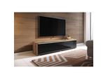 Armadietto Tv Con Illuminazione A Led 140 Cm Willa D – Rovere Wotan / Nero Lucido