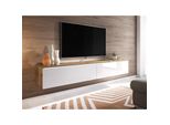Armadietto Tv Con Illuminazione A Led 180 Cm Willa D – Rovere Wotan / Bianco Lucido
