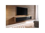 Armadietto Tv 140 Cm Willa D – Rovere Wotan / Nero Lucido