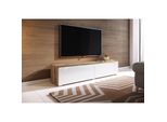 Armadietto Tv Con Illuminazione A Led 140 Cm Willa D – Rovere Wotan / Bianco Lucido