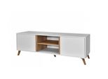 Tavolino Per Tv Morel - Bianco / Rovere Kraft Dorato