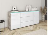 Cassettiera Combinata Con Illuminazione A Led Rgb Akasuri - Cemento / Bianco Lucido