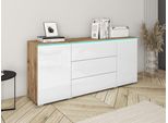 Cassettiera Combinata Con Illuminazione A Led Rgb Akasuri - Rovere Wotan / Bianco Lucido