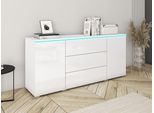 Cassettiera Combinata Con Illuminazione A Led Bianca Akasuri - Bianco / Bianco Lucido