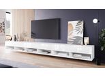 Tavolino Per Tv 300 Cm Con Illuminazione A Led Willa A - Bianco / Bianco Lucido
