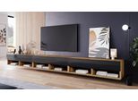 Tavolino Per Tv 300 Cm Willa A - Rovere Wotan / Nero Lucido