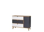 Cassettiera Combinata Vista – Rovere Dorato / Bianco / Grafite